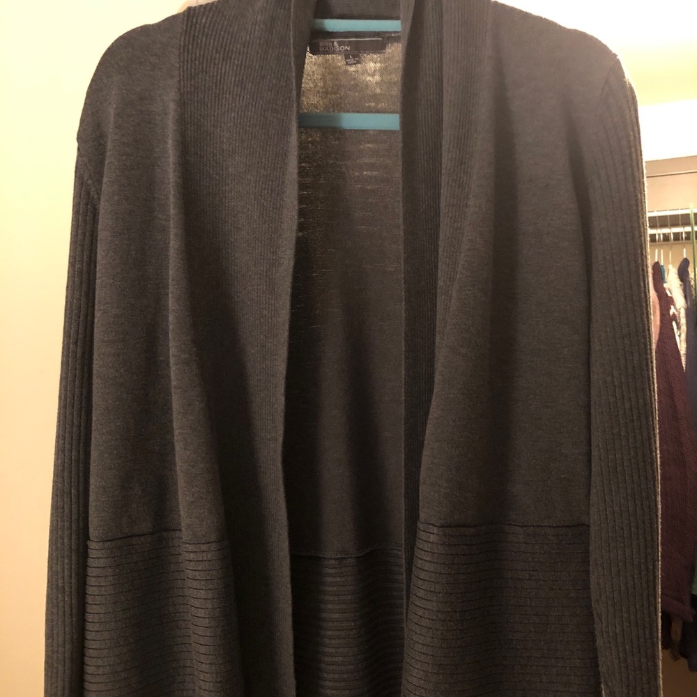 89th & Madison Cardigan Sweater Charcoal Grey